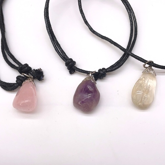 White , rose , amethyst quartz necklace - Picture 2 of 6